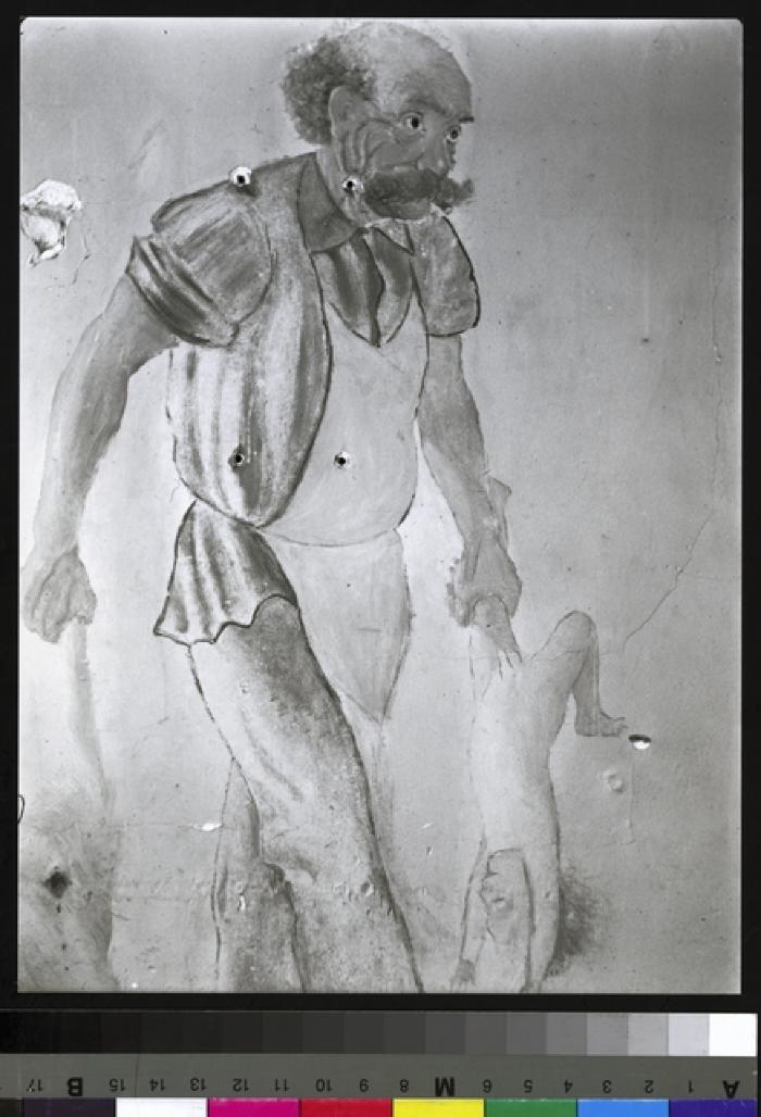 Le réfectoire des médecins: fresques. Le réfectoire se trouvait dans le corps de bâtiments situé au nord de la cour principale de l'hôpital cantonal.