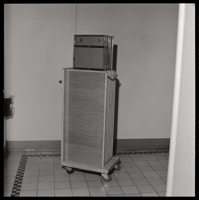 Hôpital cantonal: service de radiologie, 'servier boy' pour fleurs.